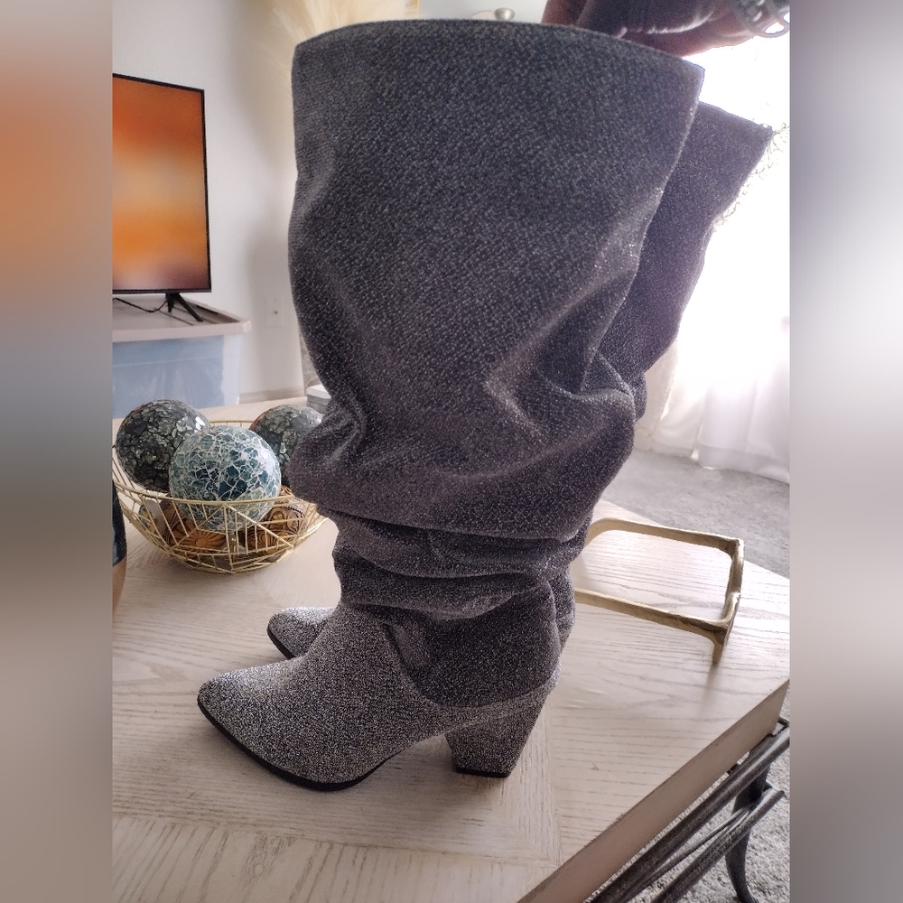 Silver Glitter Boots